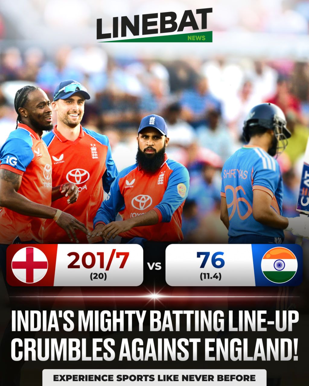 India's mighty batting line-up crumbles against england!